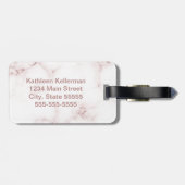 Weißes Rosen-Marmor-Rosen-Goldmit Monogramm Gepäckanhänger (Rückseite horizontal)