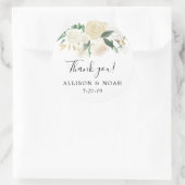 Weißes Rosencreme Gold elegante Hochzeitsvorliebe Runder Aufkleber (Tasche)