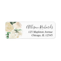 Weißes Rosencreme, goldene Rücksendeadresse