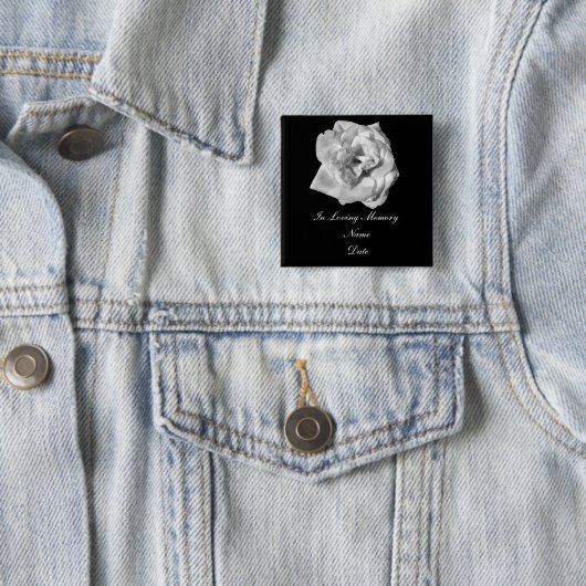 Weißes Rosengedächtnis-Button Button (Beispiel)