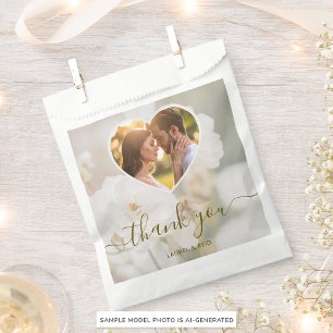 Weißes Rosenherz-Fototemplate Hochzeit Danke Geschenktütchen