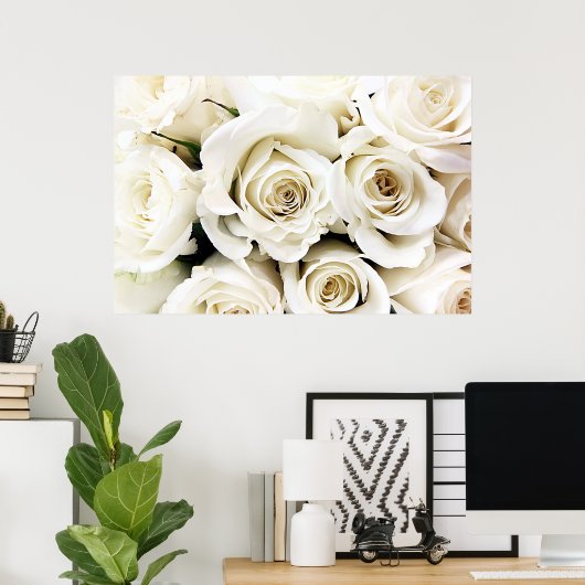 Weißes Rosenposter Poster (Heimbüro)