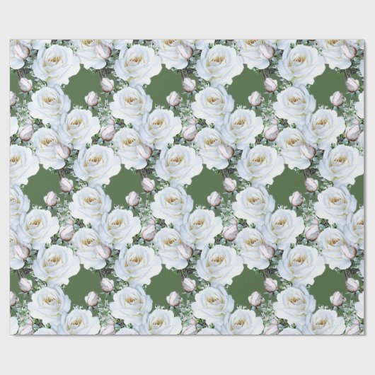 Weißes Rosenwackelpapier für eine Rolle Geschenkpapier (Flach)