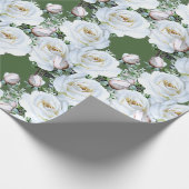 Weißes Rosenwackelpapier für eine Rolle Geschenkpapier (Ecke)