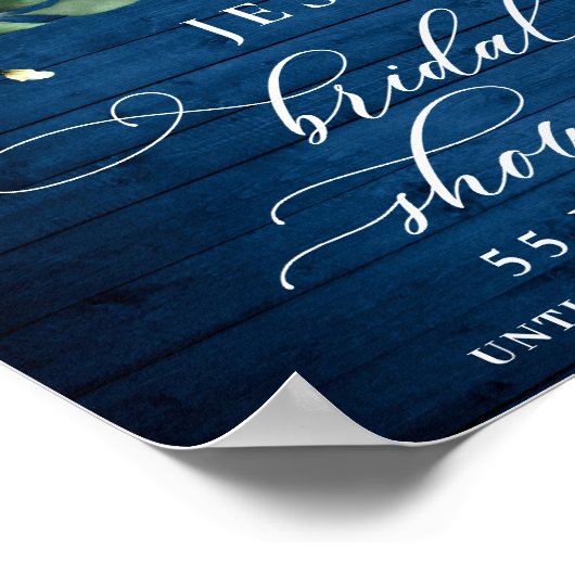 Weißes Roses Laternenblau Brautparty Poster (Ecke)