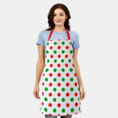 Weißes Rot Grün Punkte Design Schürze (Getragen)
