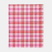 Weißes Rot Pink Kariertes Tartan-Design Fleecedecke (Vorderseite)