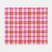 Weißes Rot Pink Kariertes Tartan-Design Fleecedecke (Vorderseite (Horizontal))