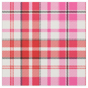 Weißes Rot Pink Kariertes Tartan Design  Stoff