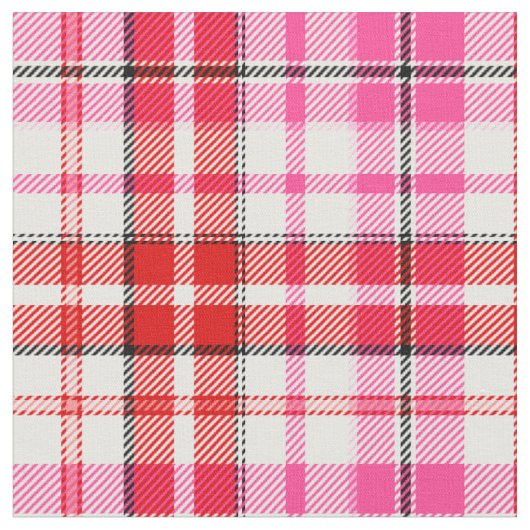 Weißes Rot Pink Kariertes Tartan Design  Stoff (Nahaufnahme)