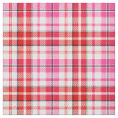 Weißes Rot Pink Kariertes Tartan Design  Stoff (Muster)