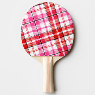 Weißes Rot Pink Kariertes Tartan Design Tischtennis Schläger
