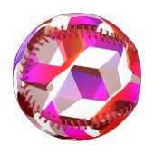Weißes, rotes bis rosa Hexagon auf dunkelrotem Hin Baseball (Vorderseite Links)