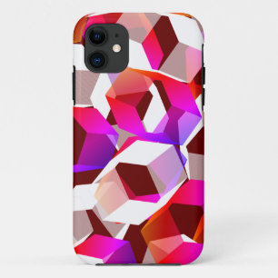 Weißes, rotes bis rosa Hexagon auf dunkelrotem Hin Case-Mate iPhone Hülle
