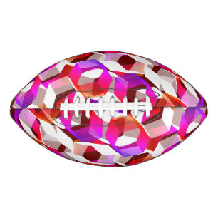 Weißes, rotes bis rosa Hexagon auf dunkelrotem Hin Football
