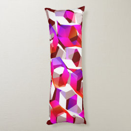 Weißes, rotes bis rosa Hexagon auf dunkelrotem Hin Seitenschläferkissen