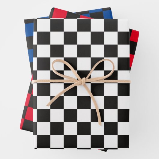 Weißes Rotes Blau, karierte Papiertücher Geschenkpapier Set (Beispiel)