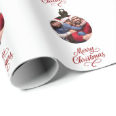 Weißes Rotes Foto Weihnachtsgeschenk Geschenkpapier (Rolleneckpunkt)