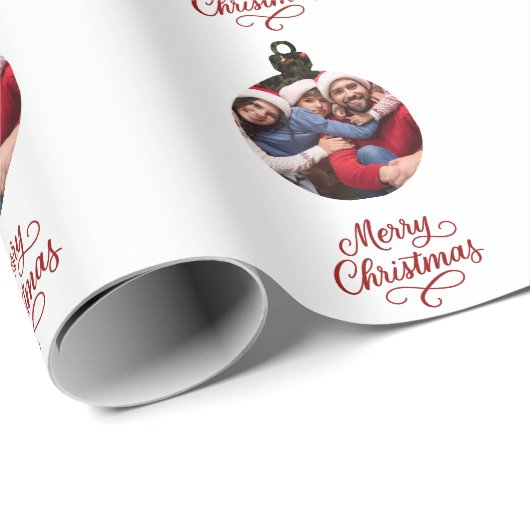 Weißes Rotes Foto Weihnachtsgeschenk Geschenkpapier (Rolleneckpunkt)