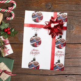Weißes Rotes Foto Weihnachtsgeschenk Geschenkpapier