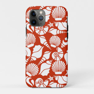 Weißes Rotes Ozean Nautisches Muschelmuster Case-Mate iPhone Hülle