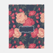 Weißes rotes Peony Pastellfarbenes Muster Fleecedecke (Vorderseite)