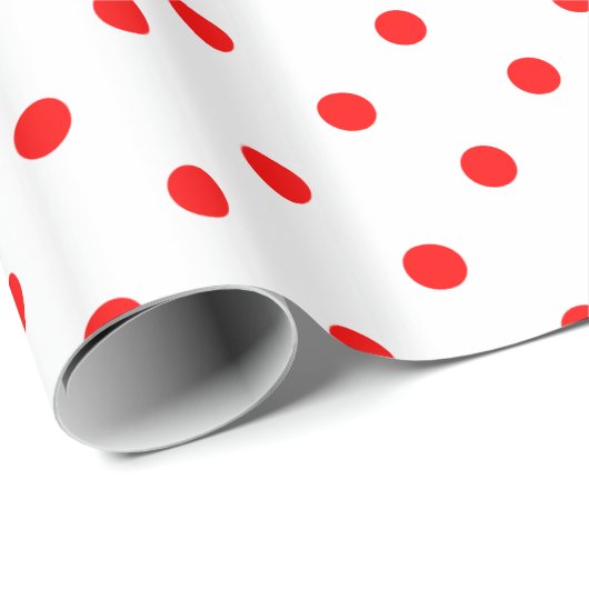 Weißes rotes pickeliges Tupfen-Muster Geschenkpapier (Rolleneckpunkt)