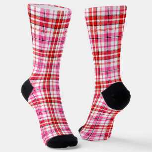 Weißes rotes rosa kariertes Tartan-Design Socken