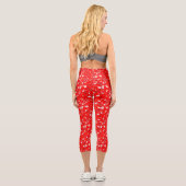 Weißes, rotes, rotes Motiv Capri Leggings (Rückseite)