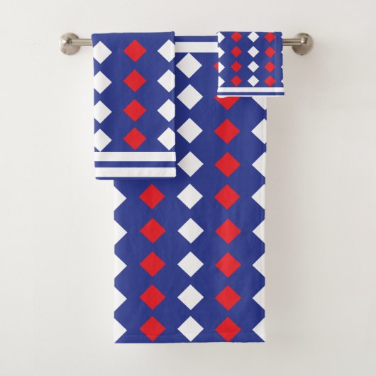 Weißes rotes Siebstreifen-Muster Badhandtuch Set (Insitu)