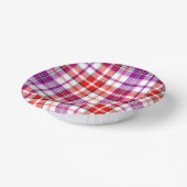 Weißes rotes violettes Karo-Tartan-Design  Pappteller (Gewinkelt)
