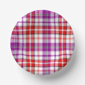 Weißes rotes violettes Karo-Tartan-Design  Pappteller (Vorderseite)
