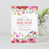 Weißes Rotes Wasser Blumenstrauß Muttertag Brunch Einladung (Stehend Vorderseite)