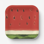 Weißes Rotes Wasserfarben Wassermelone Papierplatt Pappteller (Vorderseite)