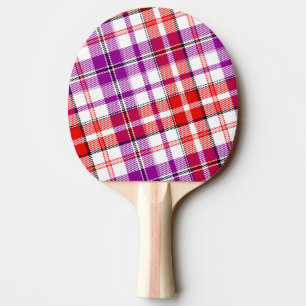 Weißes Rotlila Karo-Tartan-Design  Tischtennis Schläger