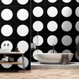 Weißes rundes Dekor auf schwarzem Hintergrund Tapete