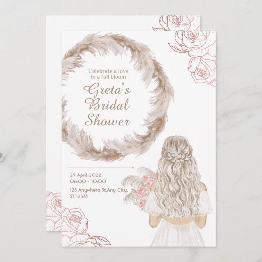 Weißes rustikales Brautparty Einladung (Vorne/Hinten)