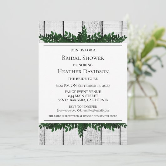Weißes rustikales Foliage-Brautparty Einladung (Stehend Vorderseite)