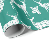 Weißes Rustikales Hirsch auf Aquamarinem Wrapping  Geschenkpapier (Rolleneckpunkt)