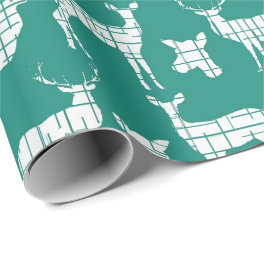 Weißes Rustikales Hirsch auf Aquamarinem Wrapping Geschenkpapier (Rolleneckpunkt)