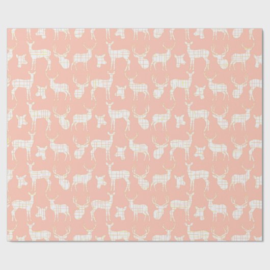 Weißes Rustikales Hirsch auf rosa Wrapping Paper Geschenkpapier (Flach)
