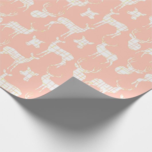 Weißes Rustikales Hirsch auf rosa Wrapping Paper Geschenkpapier (Ecke)