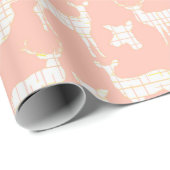 Weißes Rustikales Hirsch auf rosa Wrapping Paper Geschenkpapier (Rolleneckpunkt)