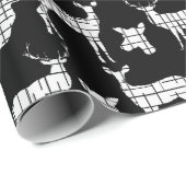 Weißes Rustikales Hirsch auf schwarzem Wrapping Pa Geschenkpapier (Rolleneckpunkt)