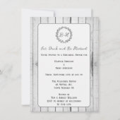 Weißes Rustikales Monogramm Probe Abendessen Einla Einladung (Vorderseite)