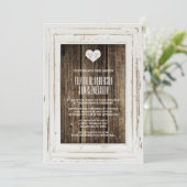 Weißes Rustikales Rahmenholz Einladung zur Hochzei (Stehend Vorderseite)