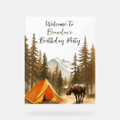 Weißes, rustikales Waldland Camping Geburtstag Acrylschild (Vorderseite)