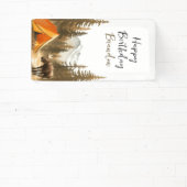 Weißes, rustikales Waldland Camping Geburtstag Banner (InSitu)