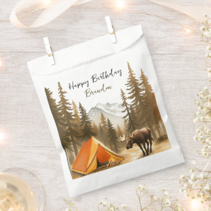 Weißes, rustikales Waldland Camping Geburtstag Geschenktütchen