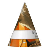 Weißes, rustikales Waldland Camping Geburtstag Partyhütchen (Links)